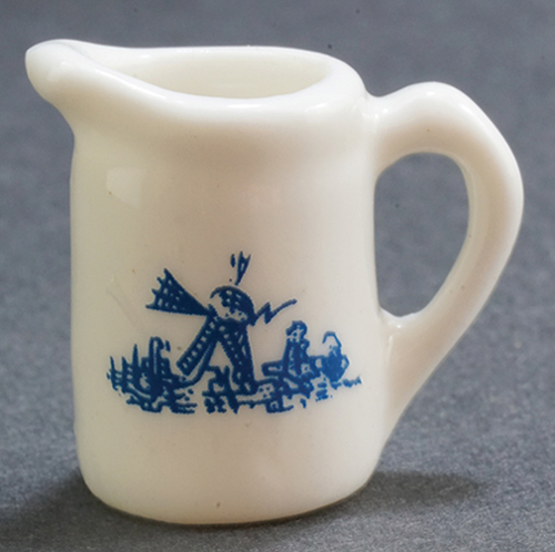 Dollhouse Miniature Pitcher White and Blue